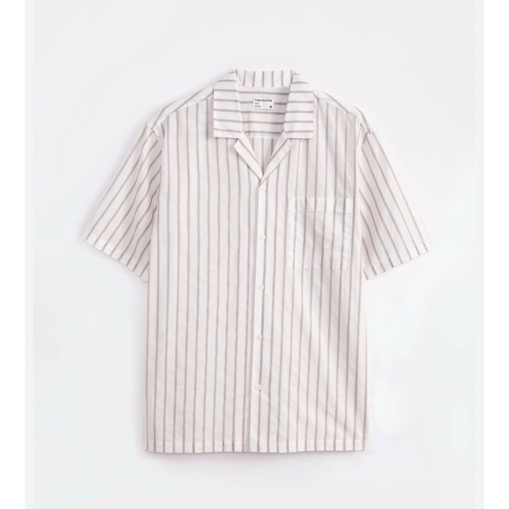 Frank & Oak Textured Camp Collar Shirt Organic Cotton‎ MSRP $99, Sz XL, NWT